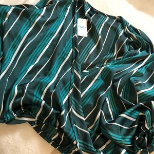 Plus Size Teal Silk Crop Top